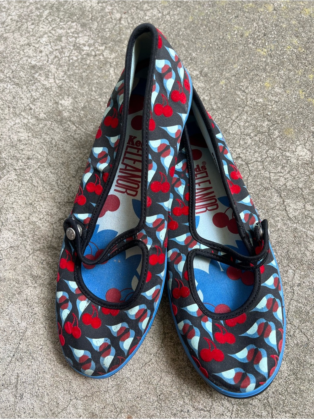 Keds Eleanor Cherry-Print Mary Jane Flats in Black, Red & Blue